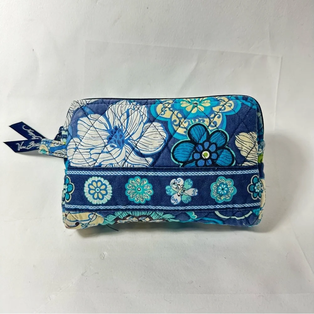 Vera Bradley Mod Blue Floral Small Waterproof Makeup Bag Blue